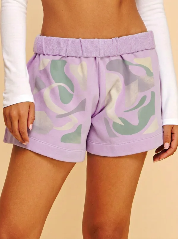 Women's Casual Abstract Pastel Shapes Printed Shorts