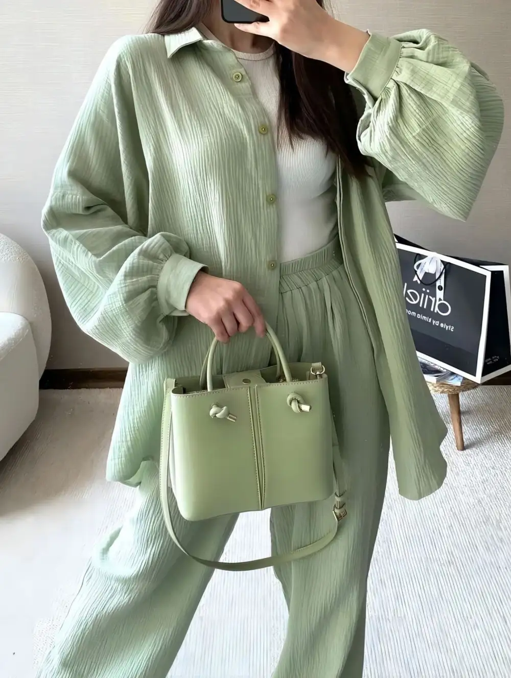 Long-Sleeved Lapel Shirt and Trousers Suit
