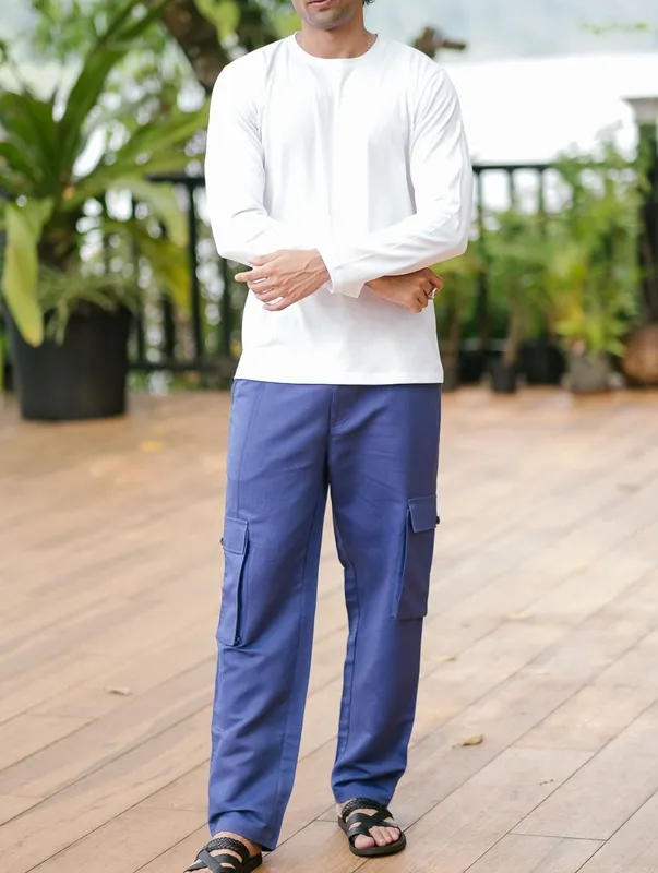 White Long Sleeve Cotton Crew Neck T-Shirt