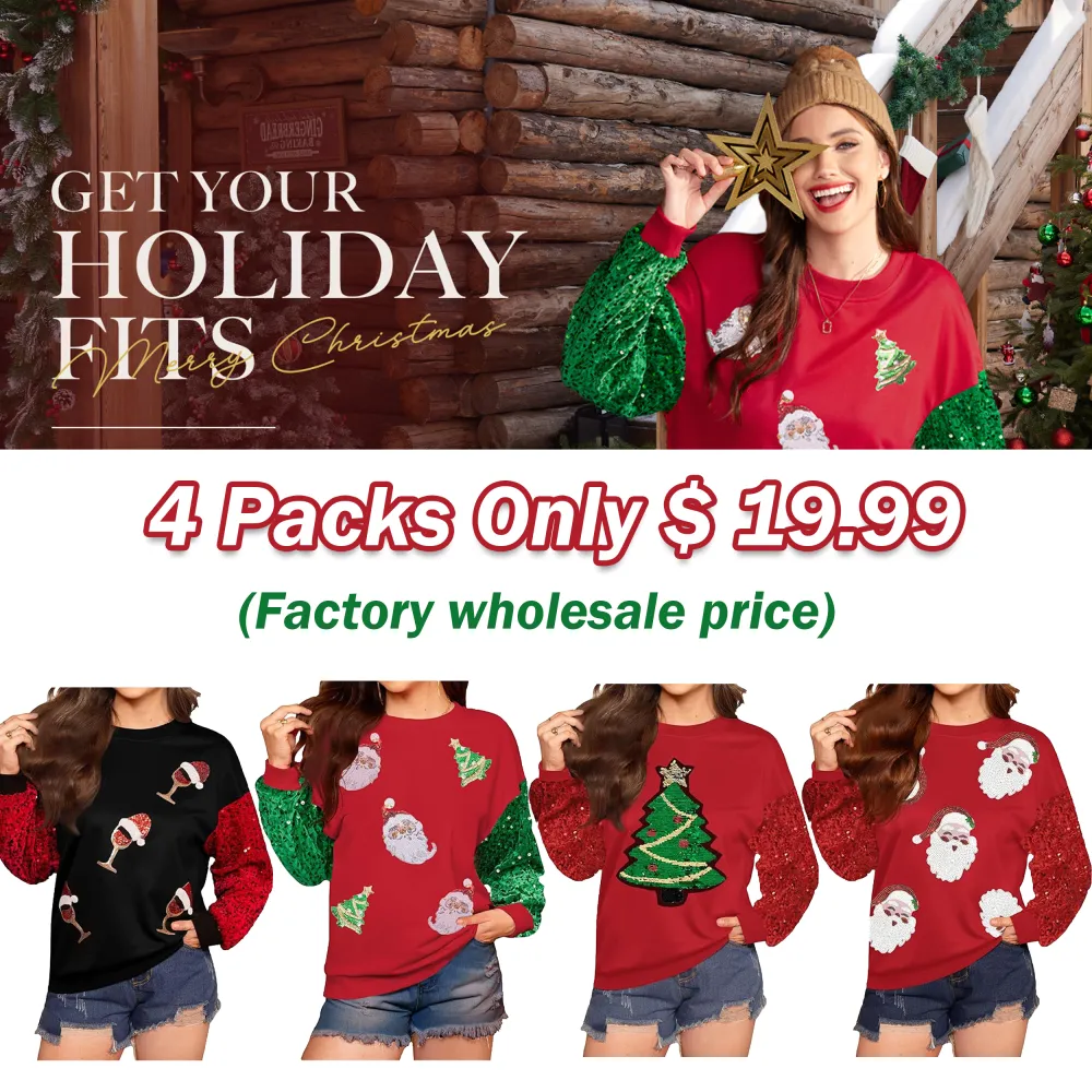 Womens Christmas Santa Sequin Sweatshirt – Sparkle, Celebrate & Stay Cozy