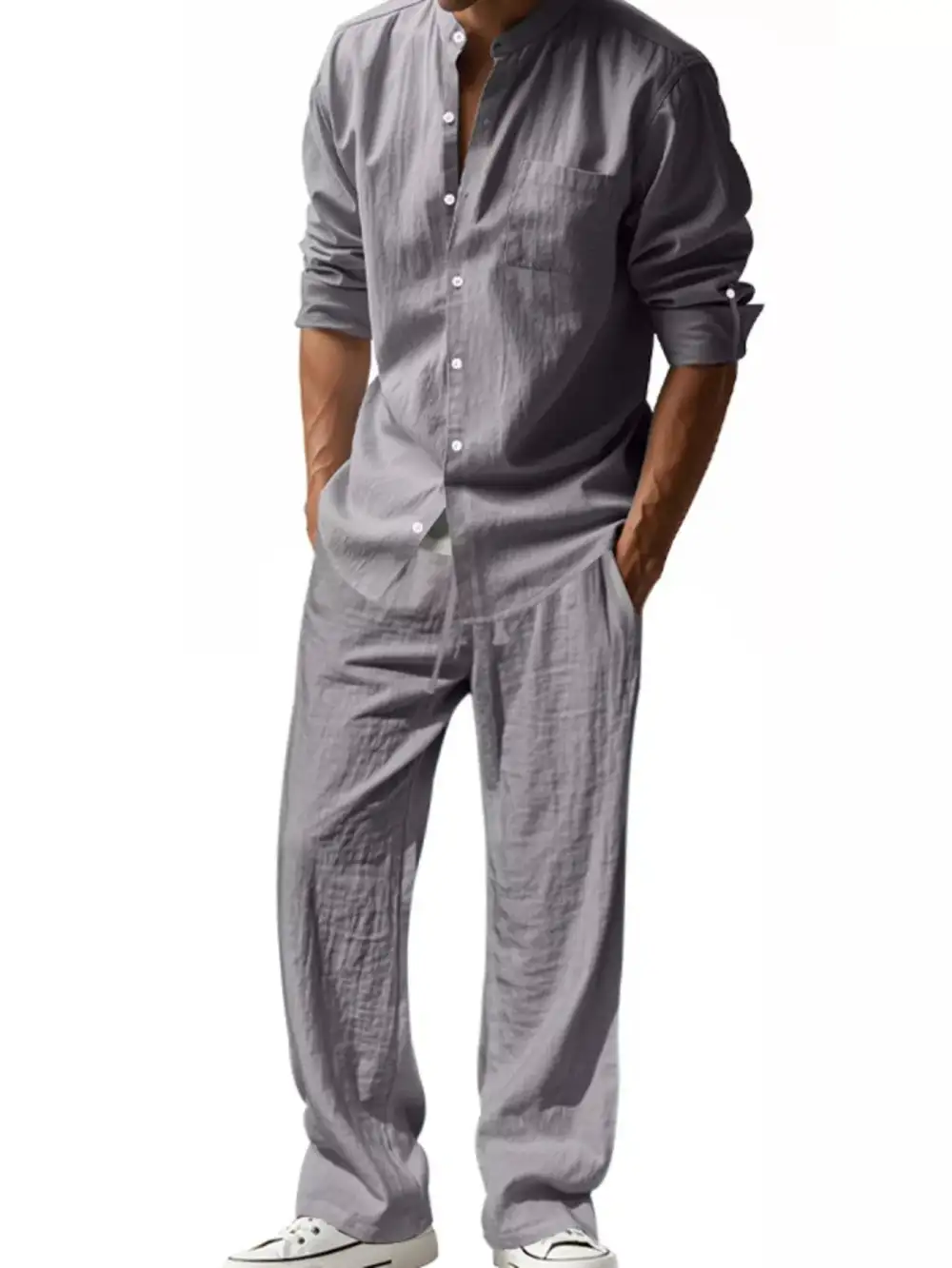 Refined Men's Full Size Casual Button Up Shirt