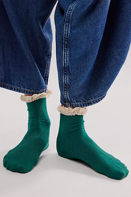 Waffle Knit Ankle Socks Purple