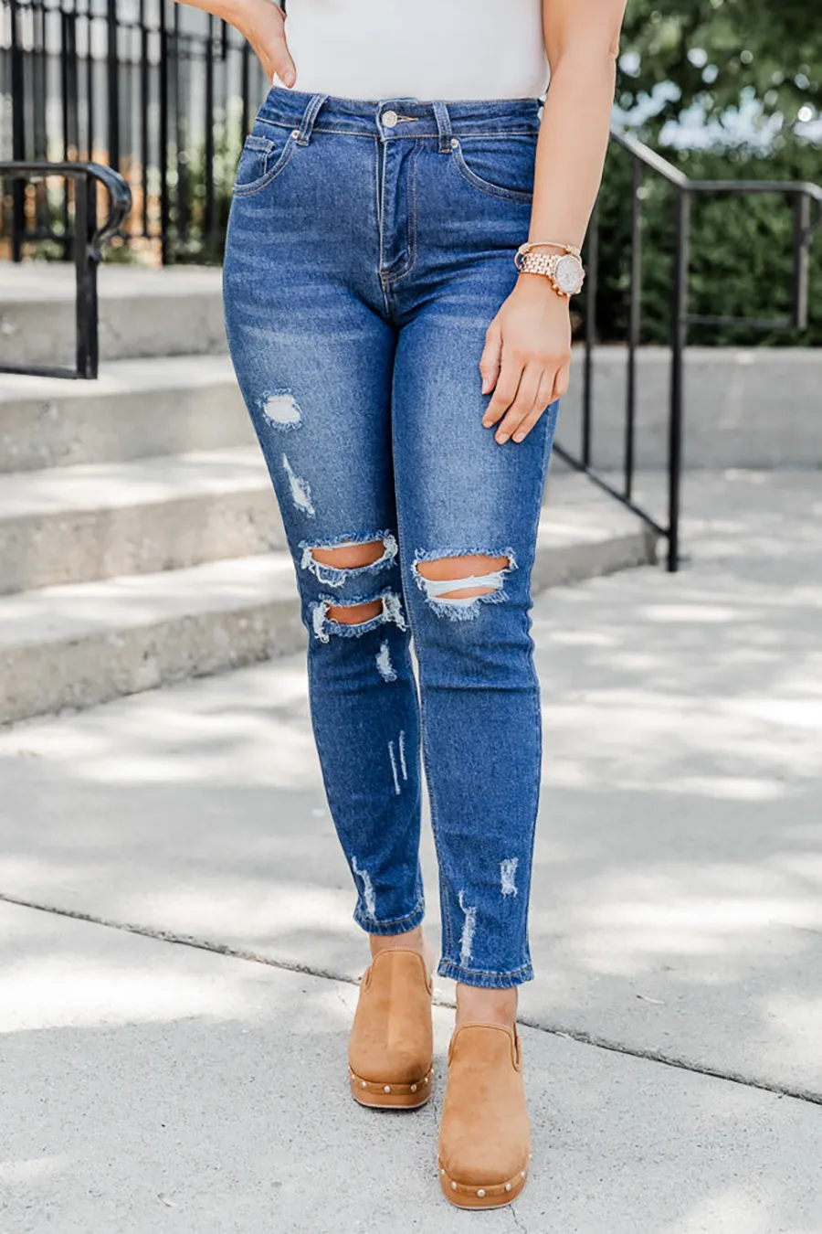 Jeans Dark Wash Straight Leg Jeans