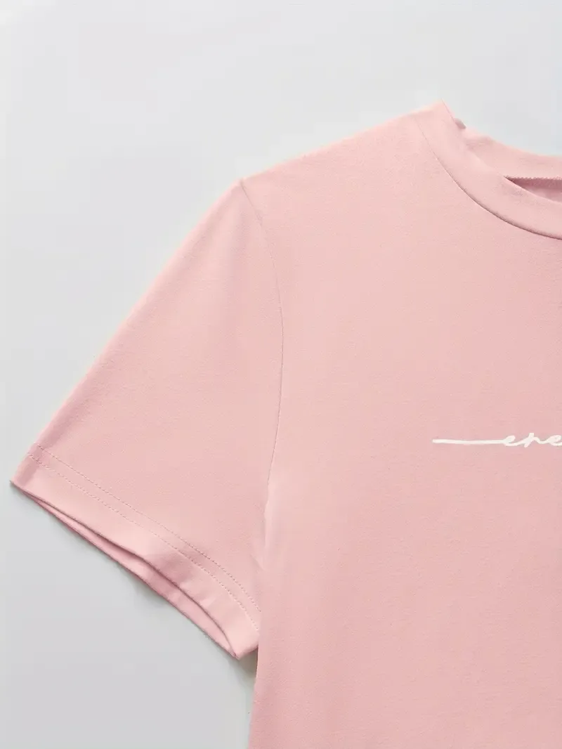 (3-SETS)Women'S Casual  Print Short Sleeve Round Neck TightJumpsuit And Waist Tie Wide Leg Pants With Pockets Set