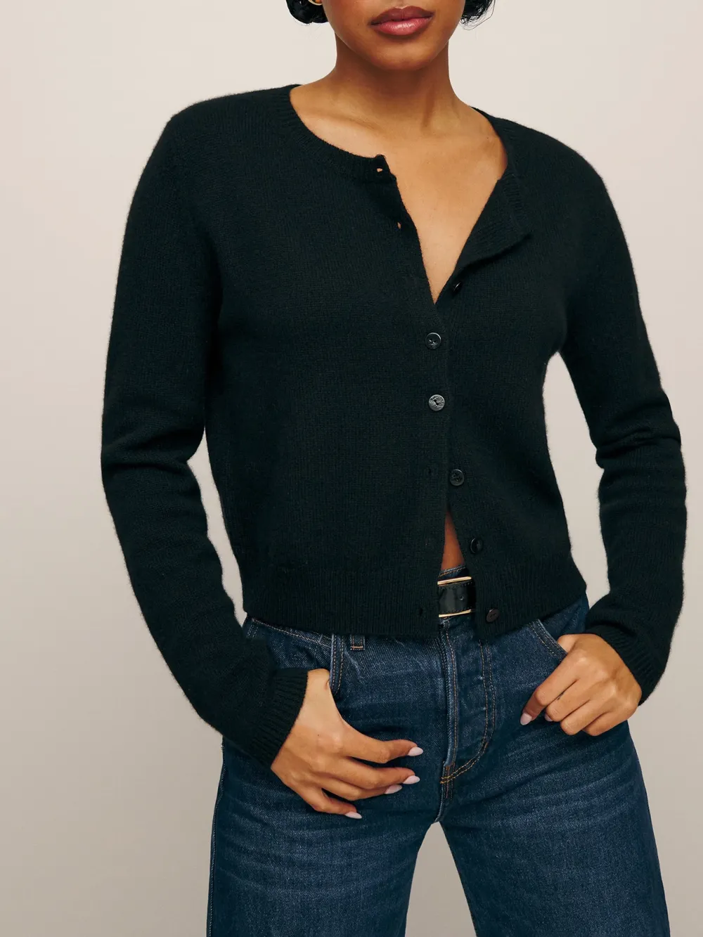 Crew Neck Cashmere Cardigan