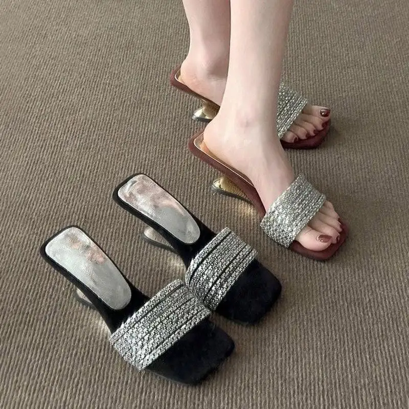 Rhinestone Detail Slide Sandals