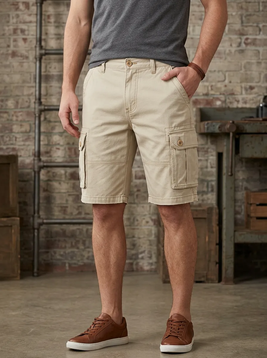 Men's Casual Khaki Cargo Shorts