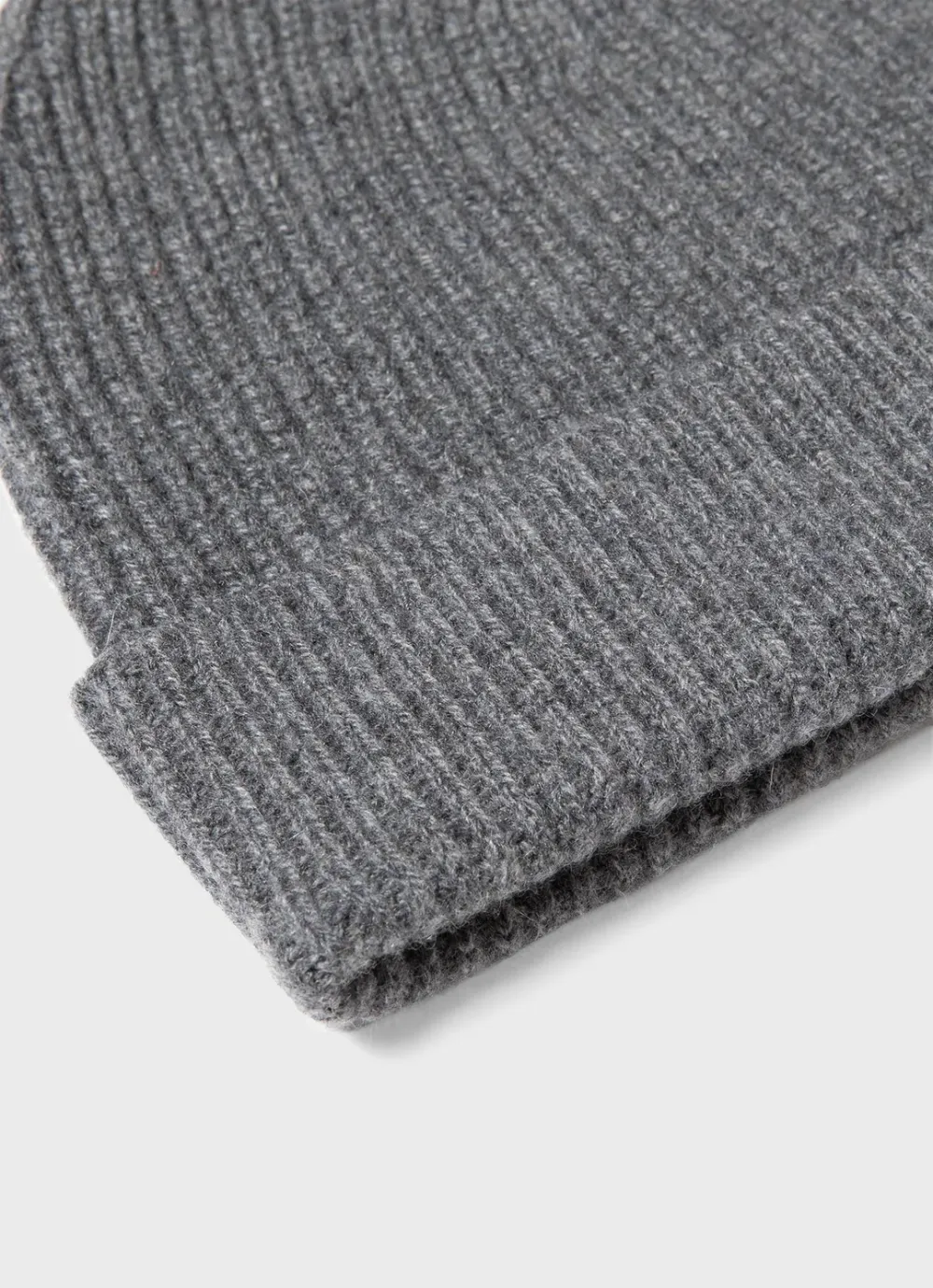 Grey Cashmere Ribbed Hat