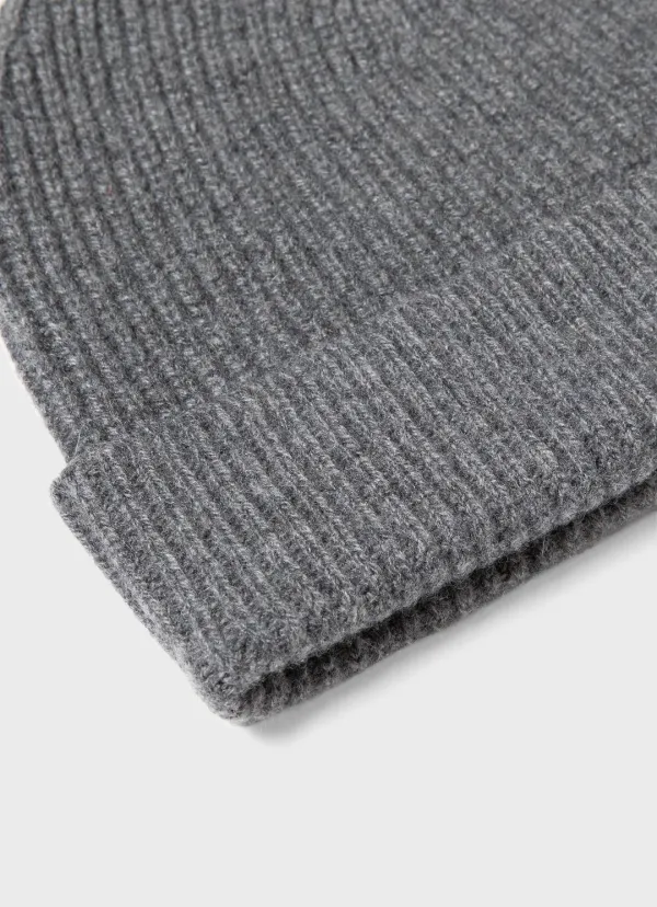 Grey Cashmere Ribbed Hat