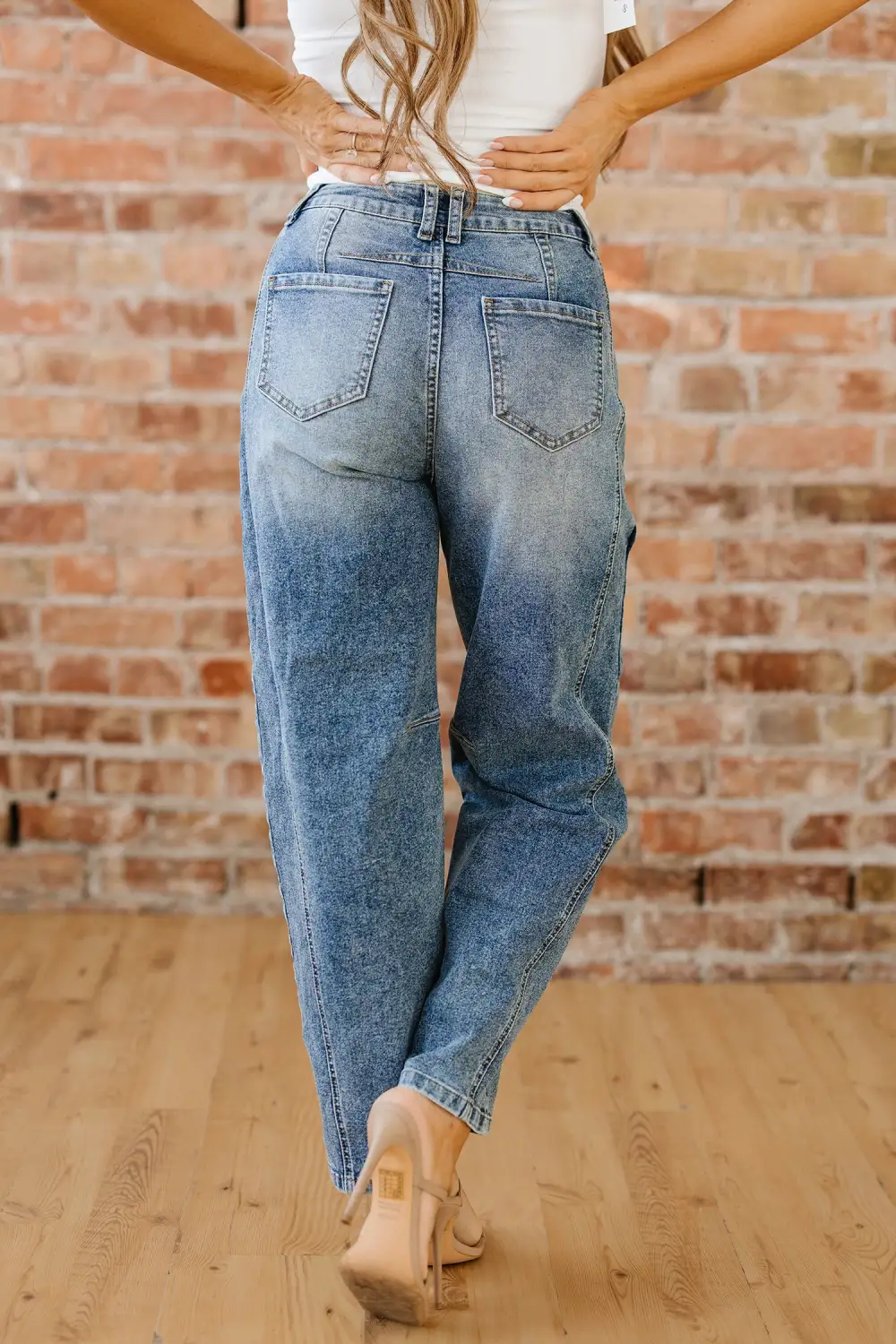 Seam Detail Washed Denim Jeans