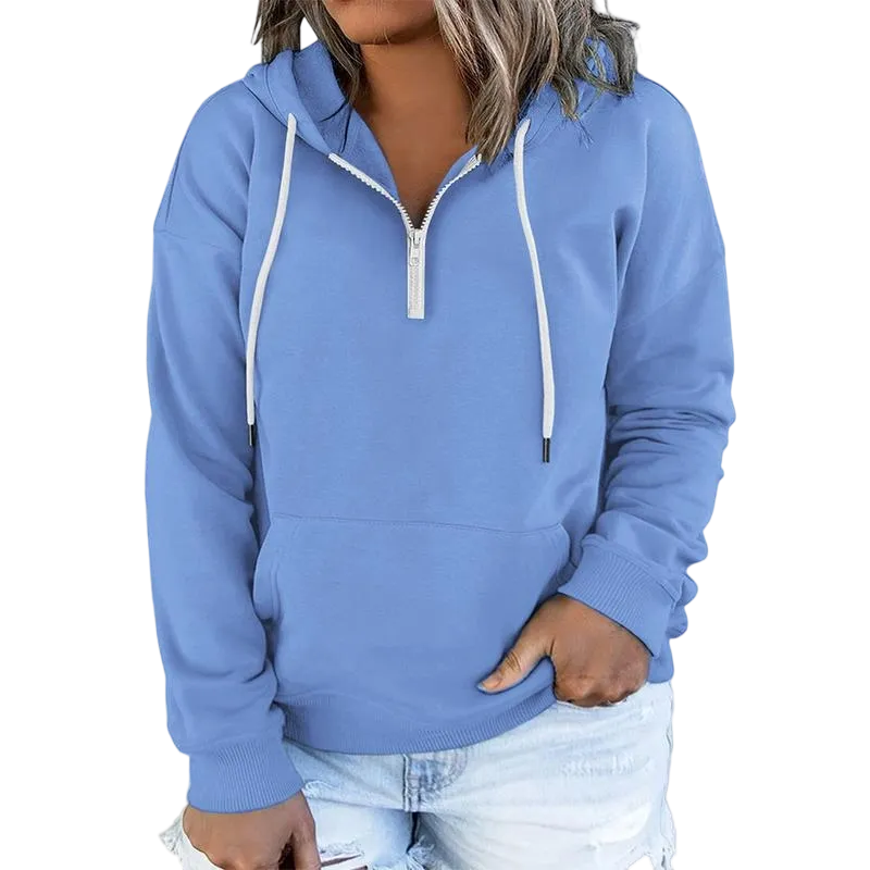 Women's Plus Size Quarter-Zip Hoodie - Lightweight Pullover with Pocket (1X-4X)