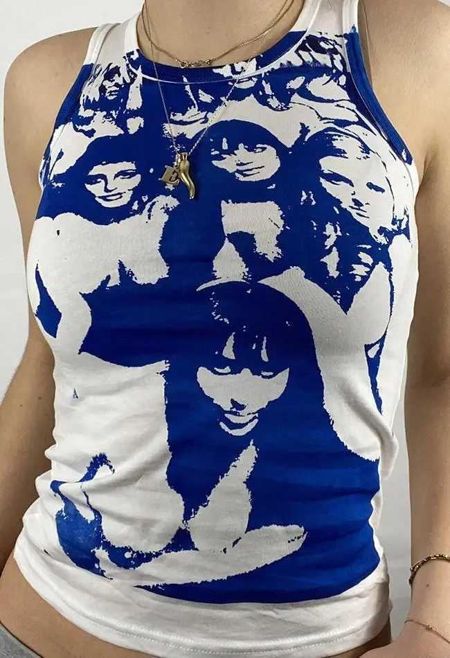 Crew-Neck Floral Cropped Slim-Fit Tank Top