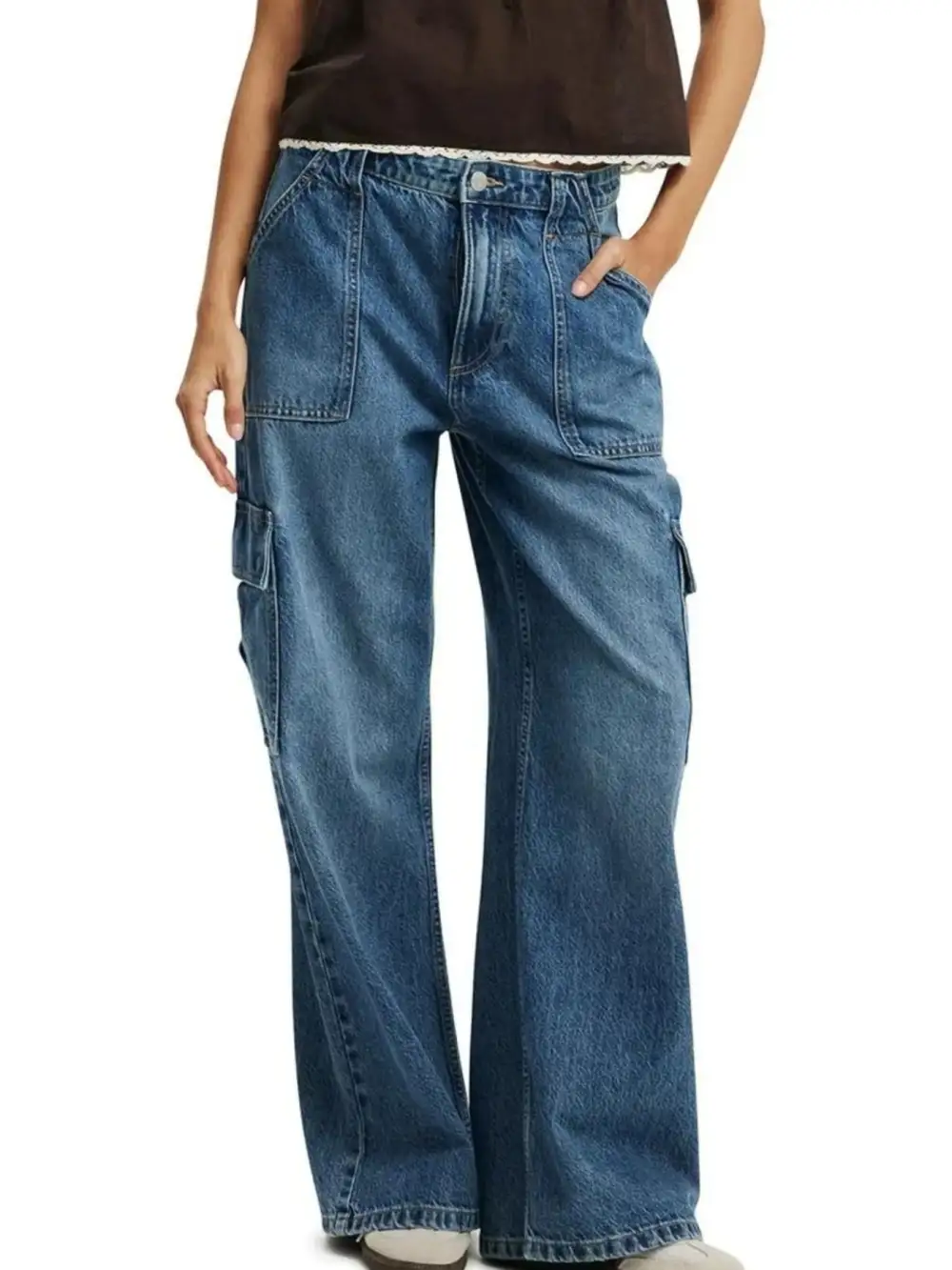Tailored Wide Leg Denim Jeans