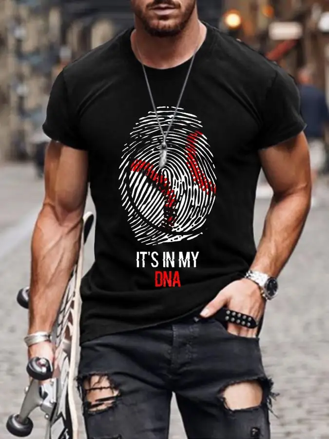 Men'S Baseball Print Short Sleeve T-Shirt