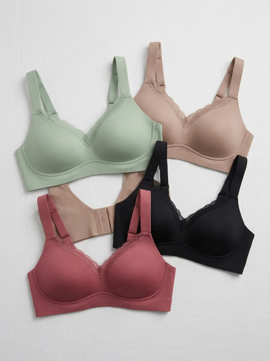 Women's Lace Trim Wireless Multi Pack Bras