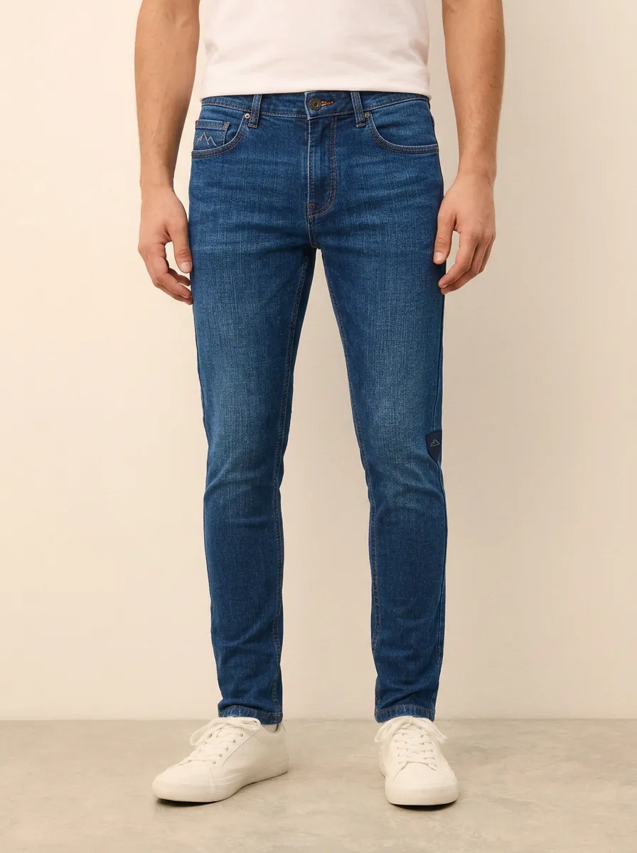 Men's Classic Comfort Mountain Graphic Stretch Denim Jeans