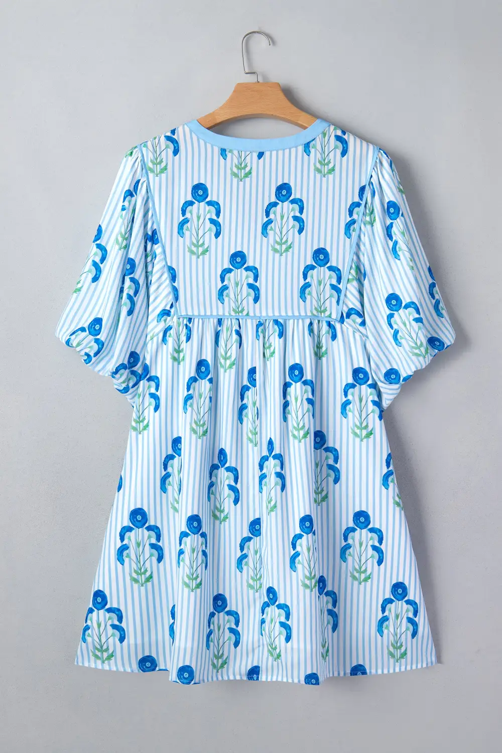 Floral Striped Short Sleeve Dress Casual