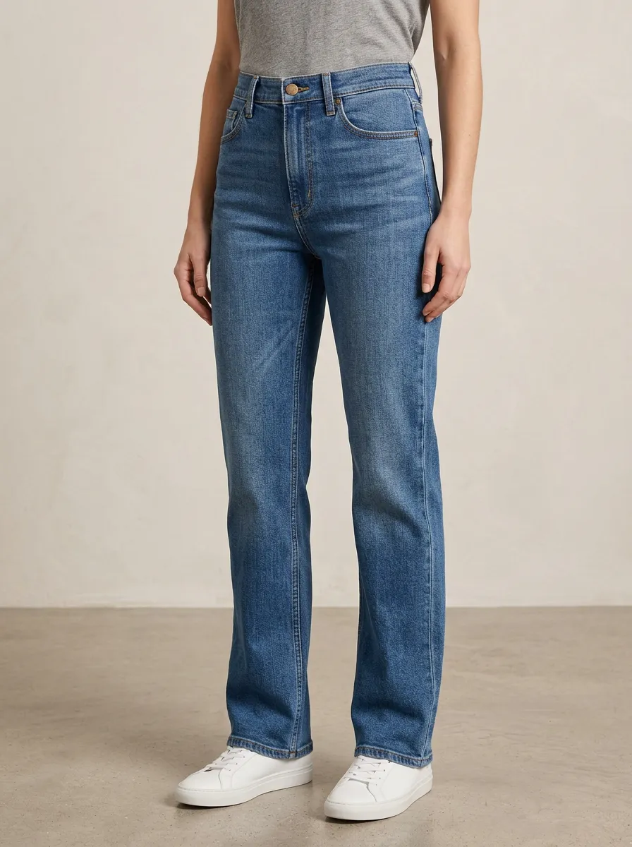 Refined-Essential High-Rise Straight-Leg Denim Jeans