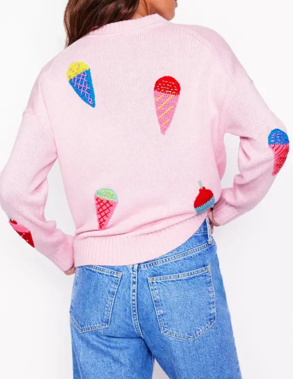 Soft Pink Embroidered Sweater