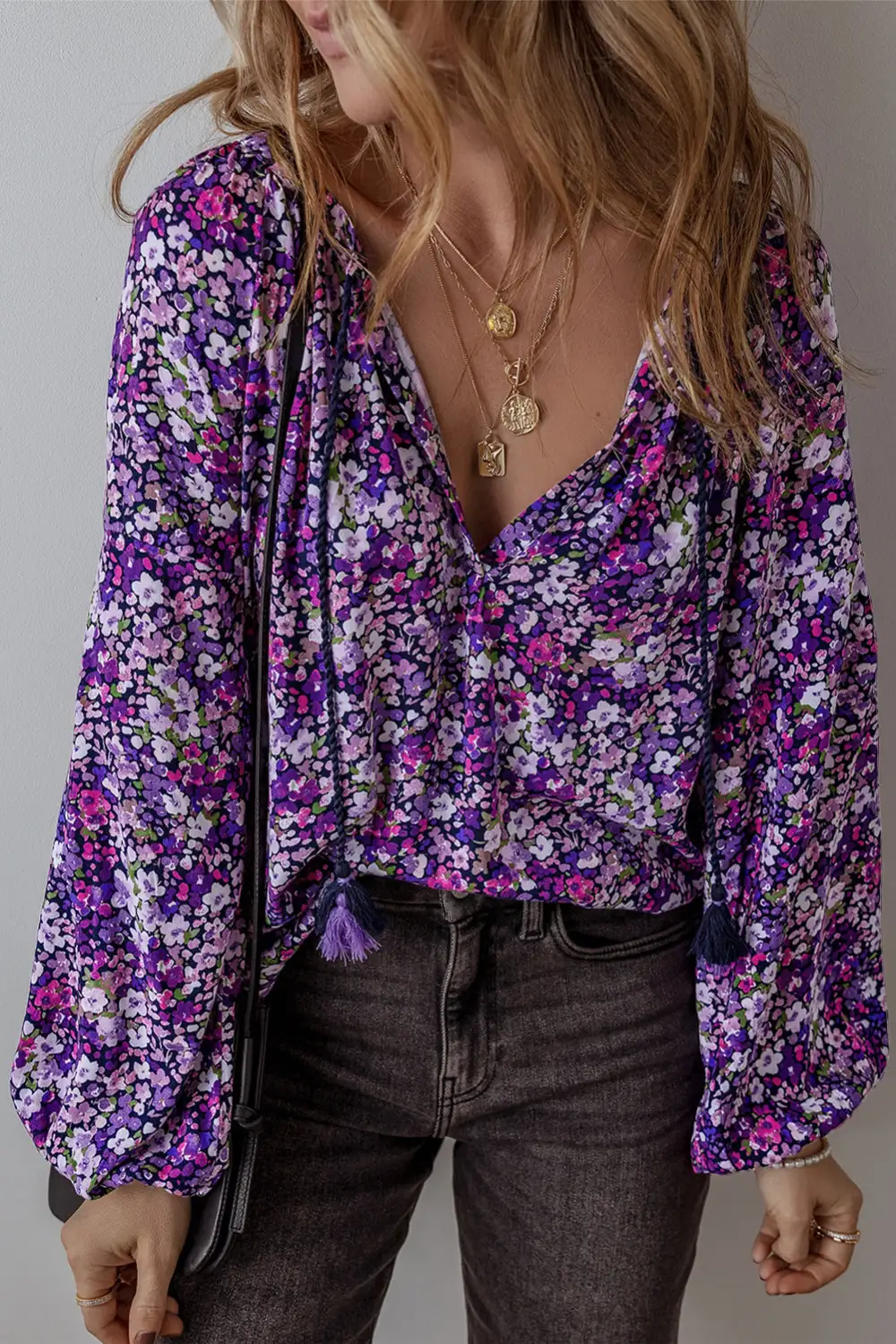 Floral V-Neck Boho Blouse