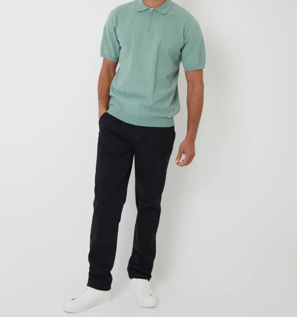 Men's Black Elastic-Waist Chino Pants