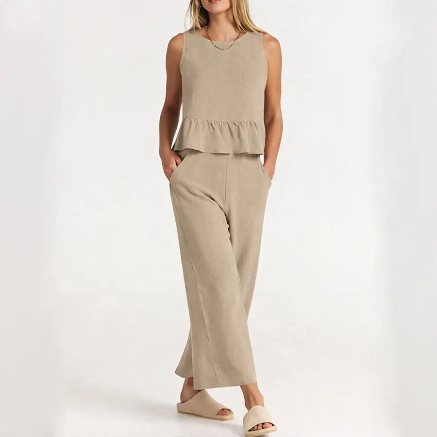 Women's Wide Leg Pants And Sleeveless Top Set