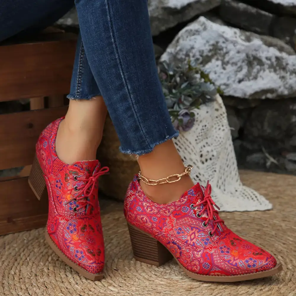 Refined Point Toe Block Heels Ankle Boots