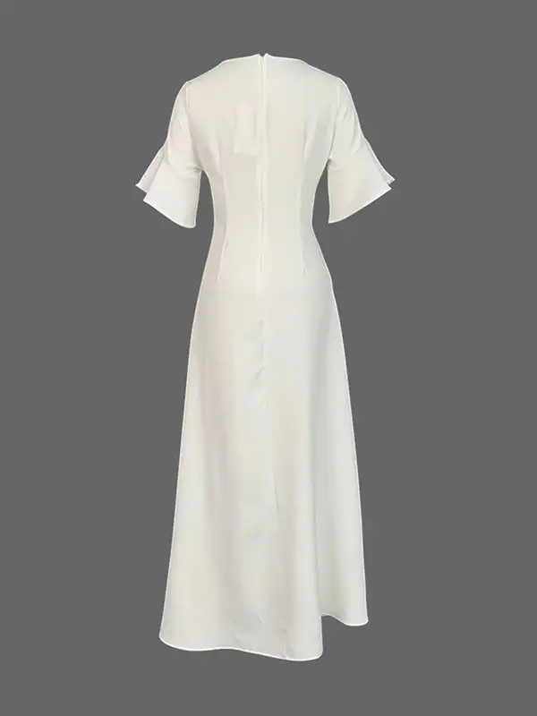 Flared Sleeves Neck Maxi Dress