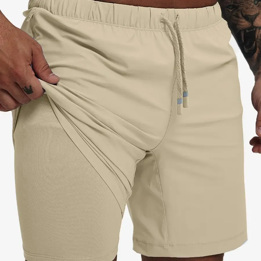 MAELREG Men's 2-in-1 Running Shorts with Liner, Outdoor Hiking Gym Training Shorts, Breathable Athletic Workout Shorts with Towel Hook