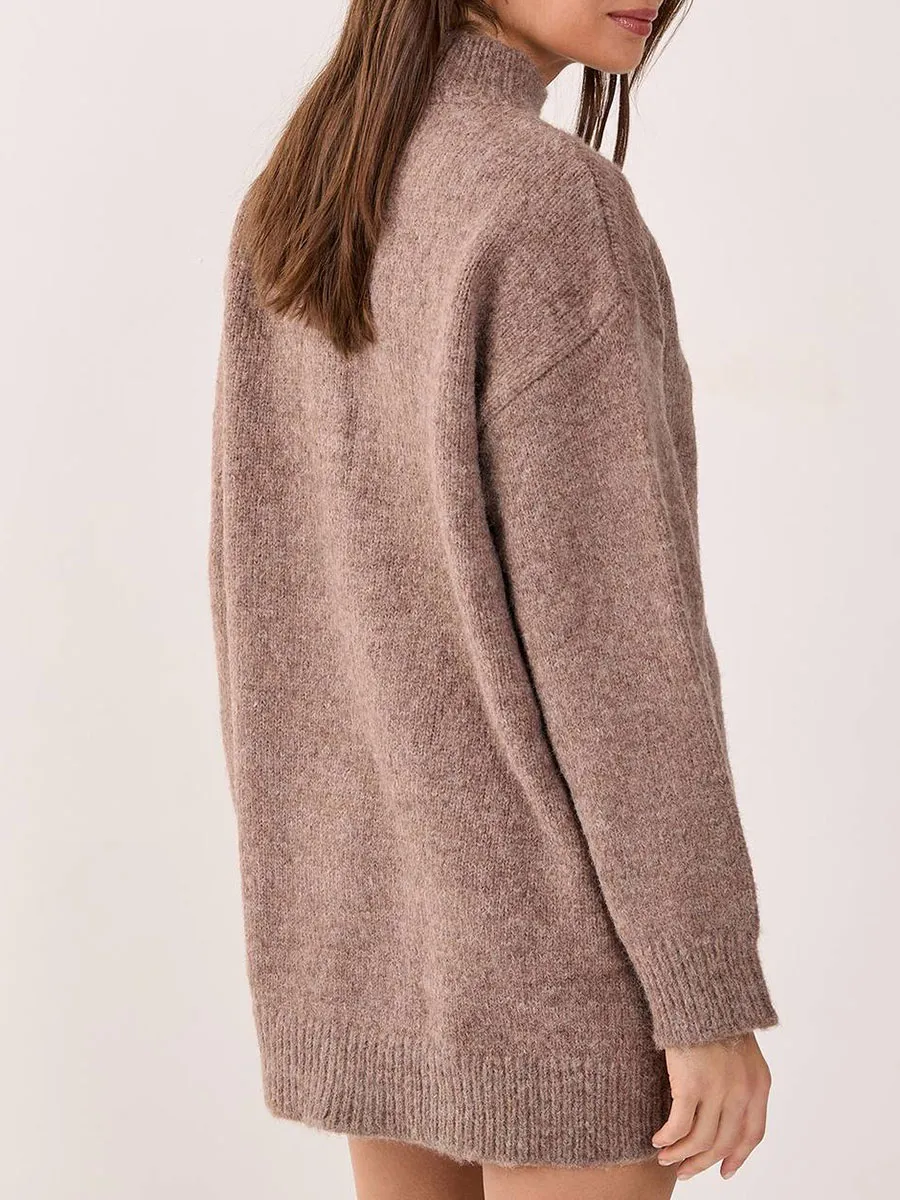 Women'S Fashionable Knitted High-Neck Sweater
