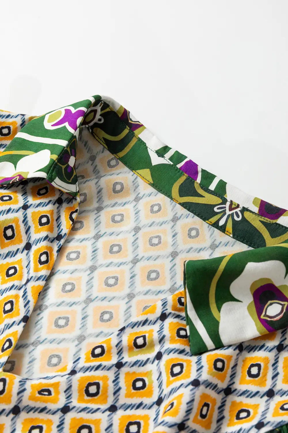 Floral Patchwork V Neck Maxi Dress