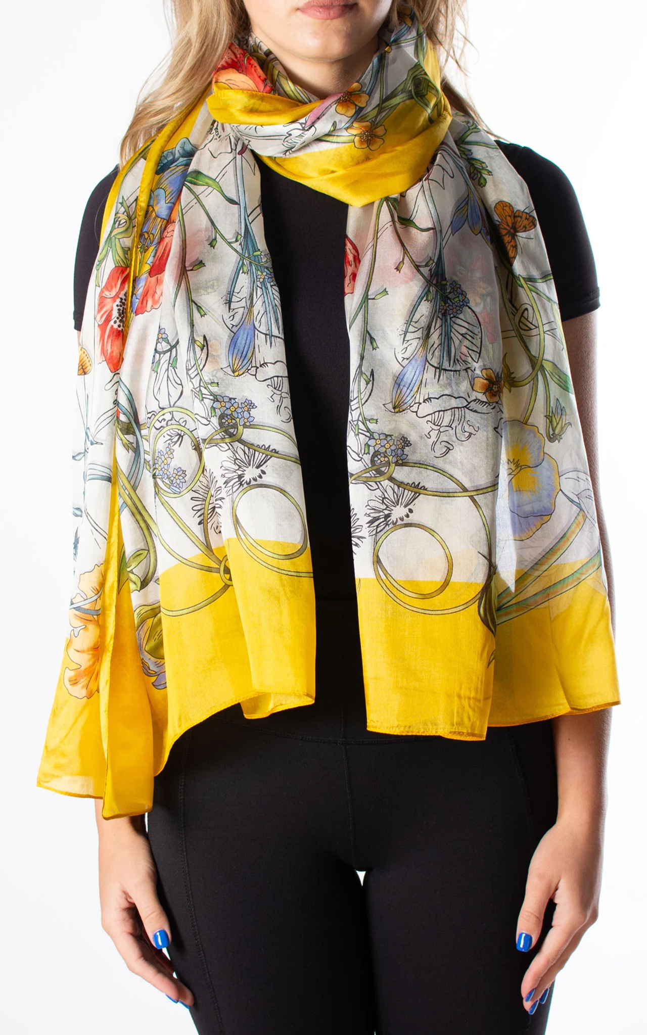 Artistic Pastoral Print Yellow Women's Scarf