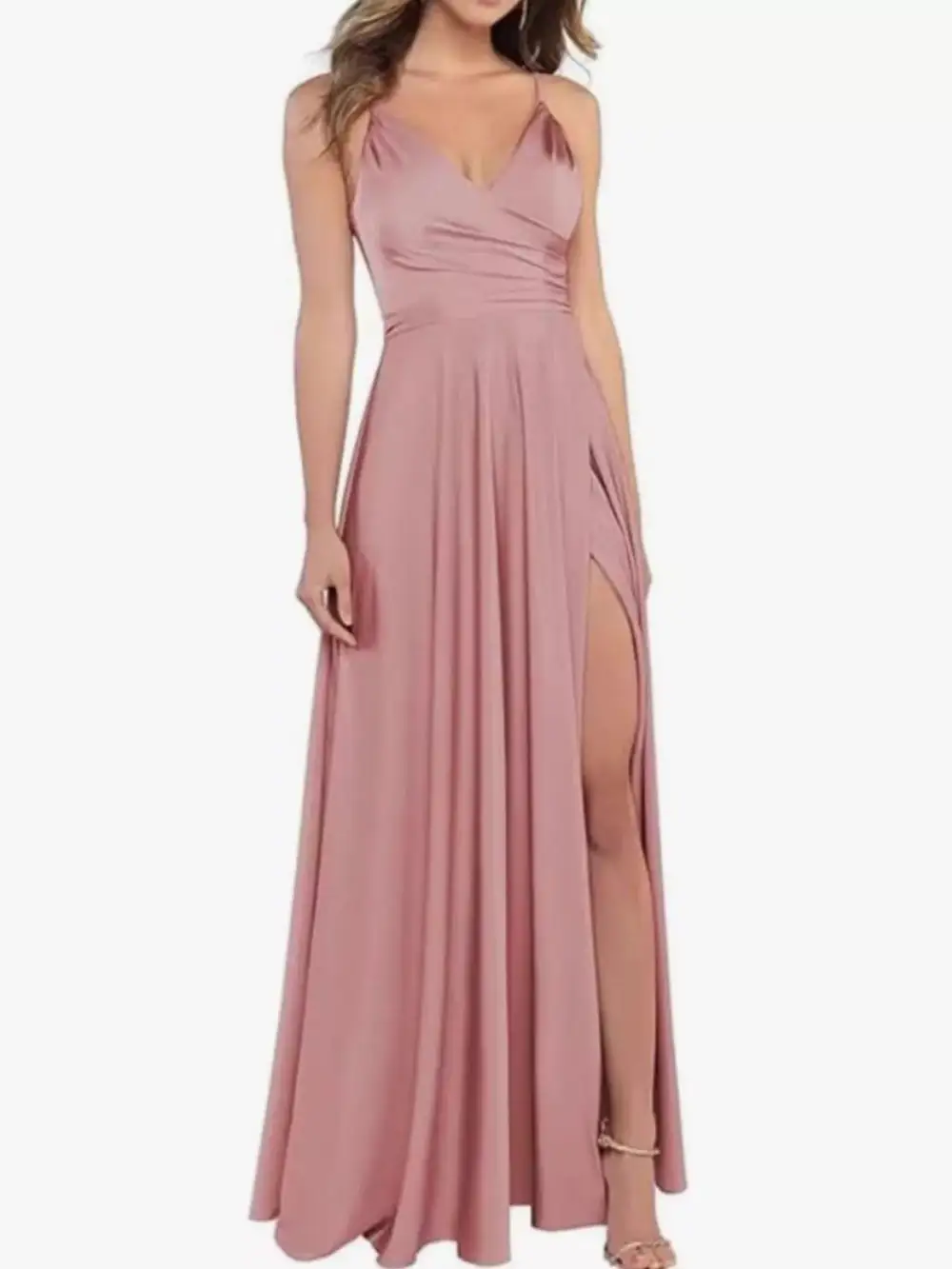 Ruched Slit Maxi Dress