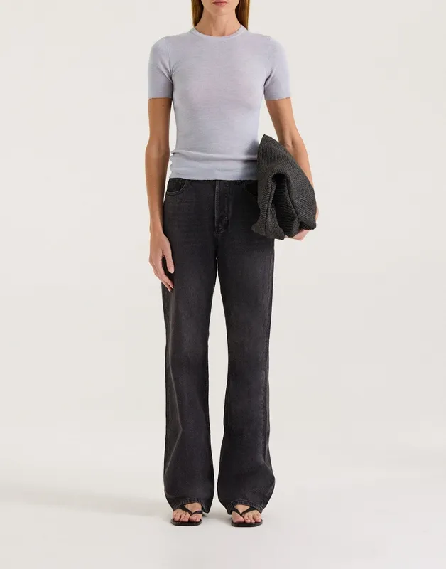 Gray Marle Merino Crew Neck T-Shirt
