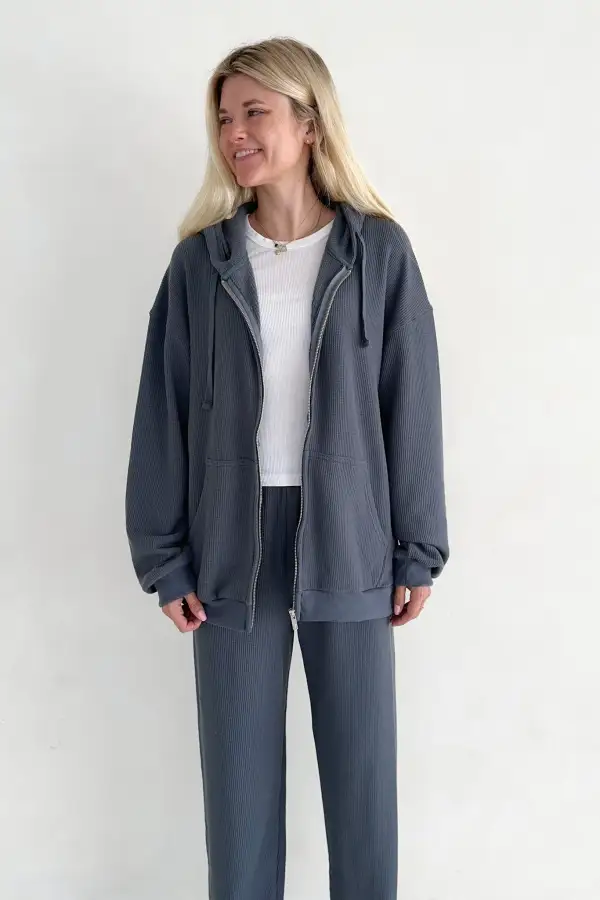 Flowy Waffle Knit Hoodie