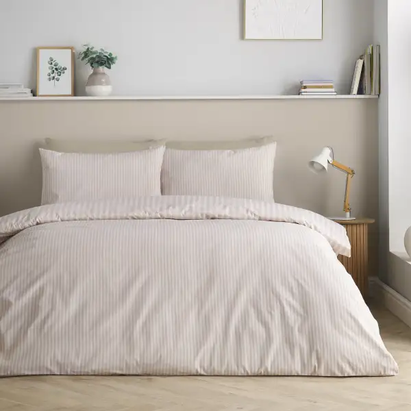Minimal Bedroom Reversible Stripe Cotton Duvet Cover Set