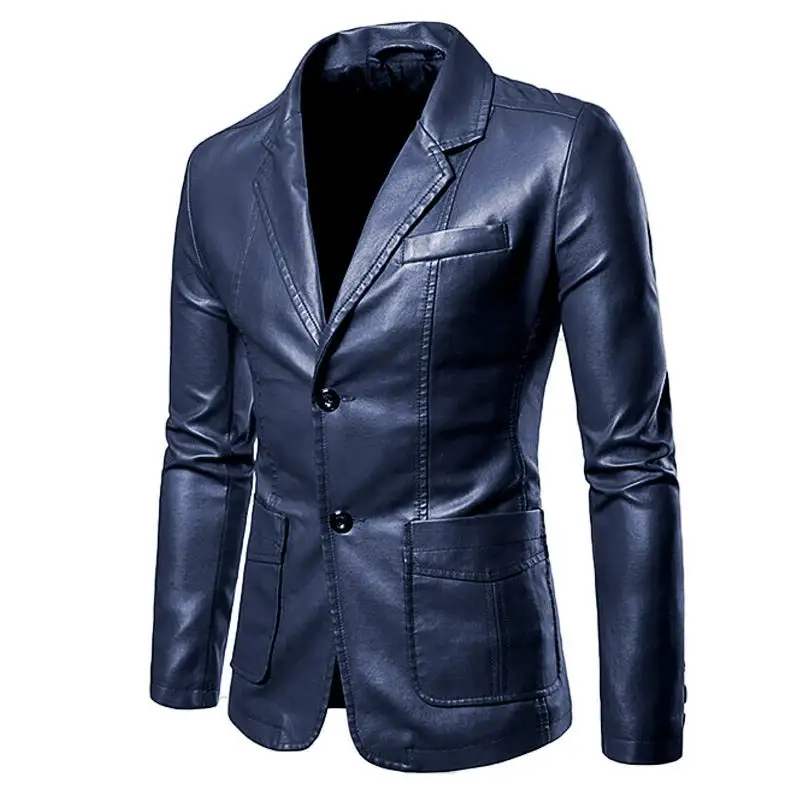 Slim Fit Leather-Look Blazer