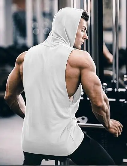 🔥Last Day 49% Off-Men's Solid Kangaroo Pocket Hooded Sports Vest Loose Fit Sleeveless Fitness Hoodie for Summer Gym Workout Running Fathers Day Gift Training Shirt Modern Sportswear