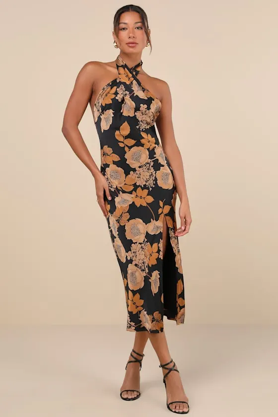 Beyond Classy White Satin Halter Midi Dress