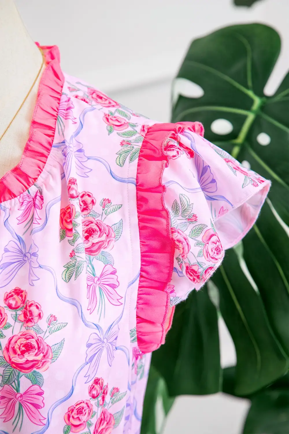 Gathered Detail Floral Ruffle Tiered Dress