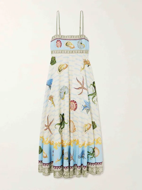 Deep Sea Floral Print Midi Dress