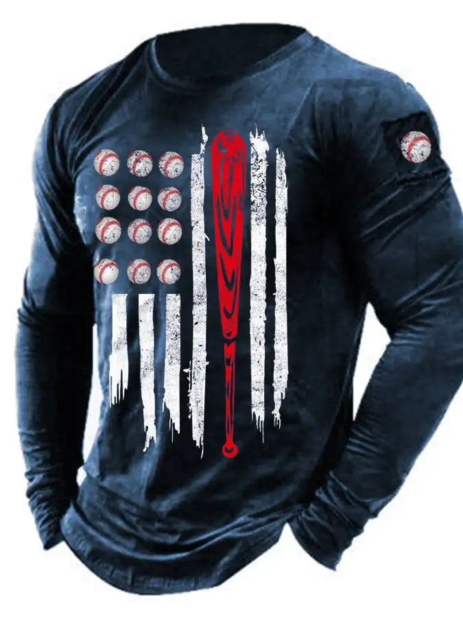 Men'S Baseball Print Long Sleeve T-Shirt