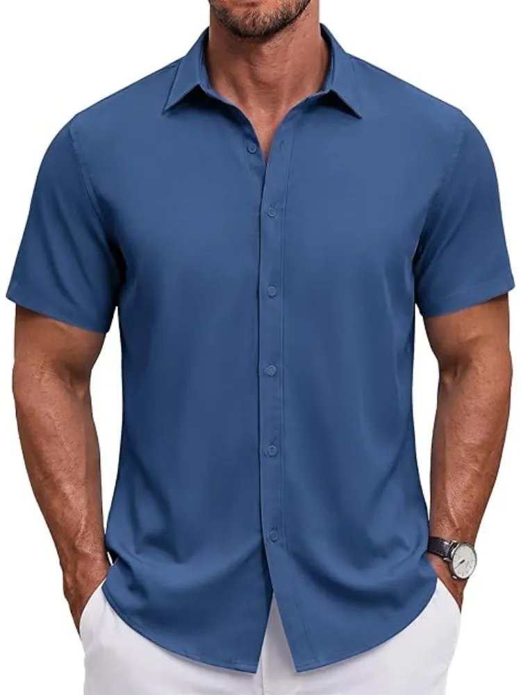 S Short Sleeve Casual Button-Down Shirt