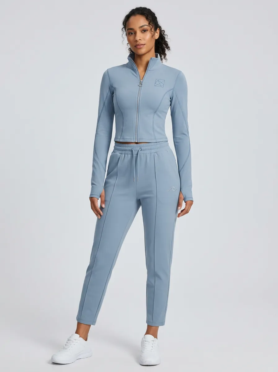 Women's Dusty Blue Zip-Up Jacket and Jogger Set