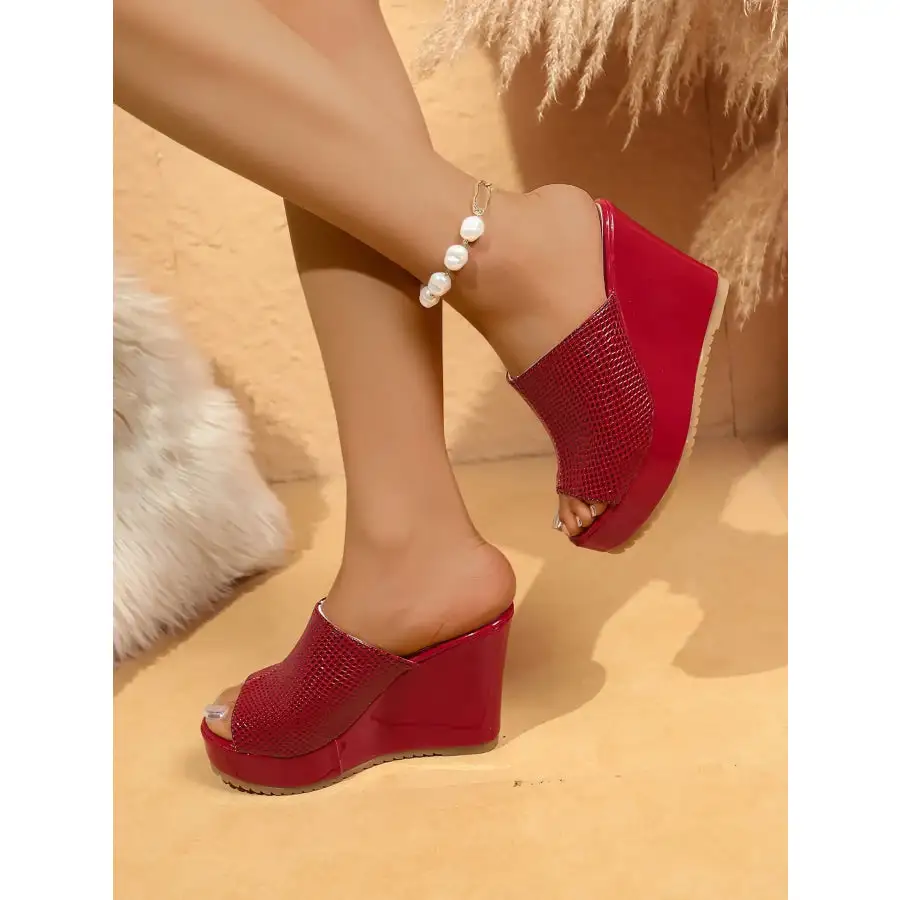Textured Wedge Platform Sandals