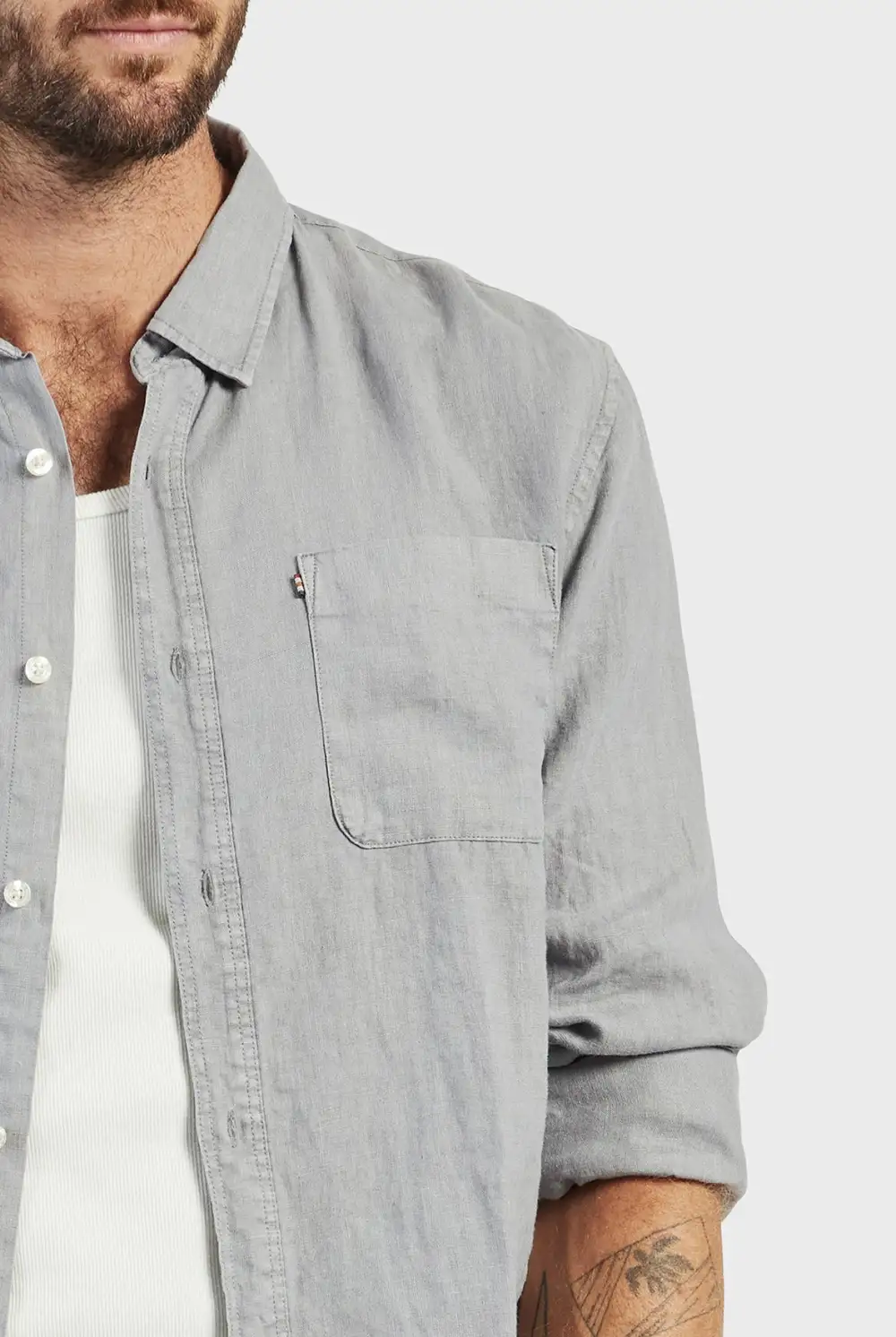Hampton Linen Shirt-Ash grey
