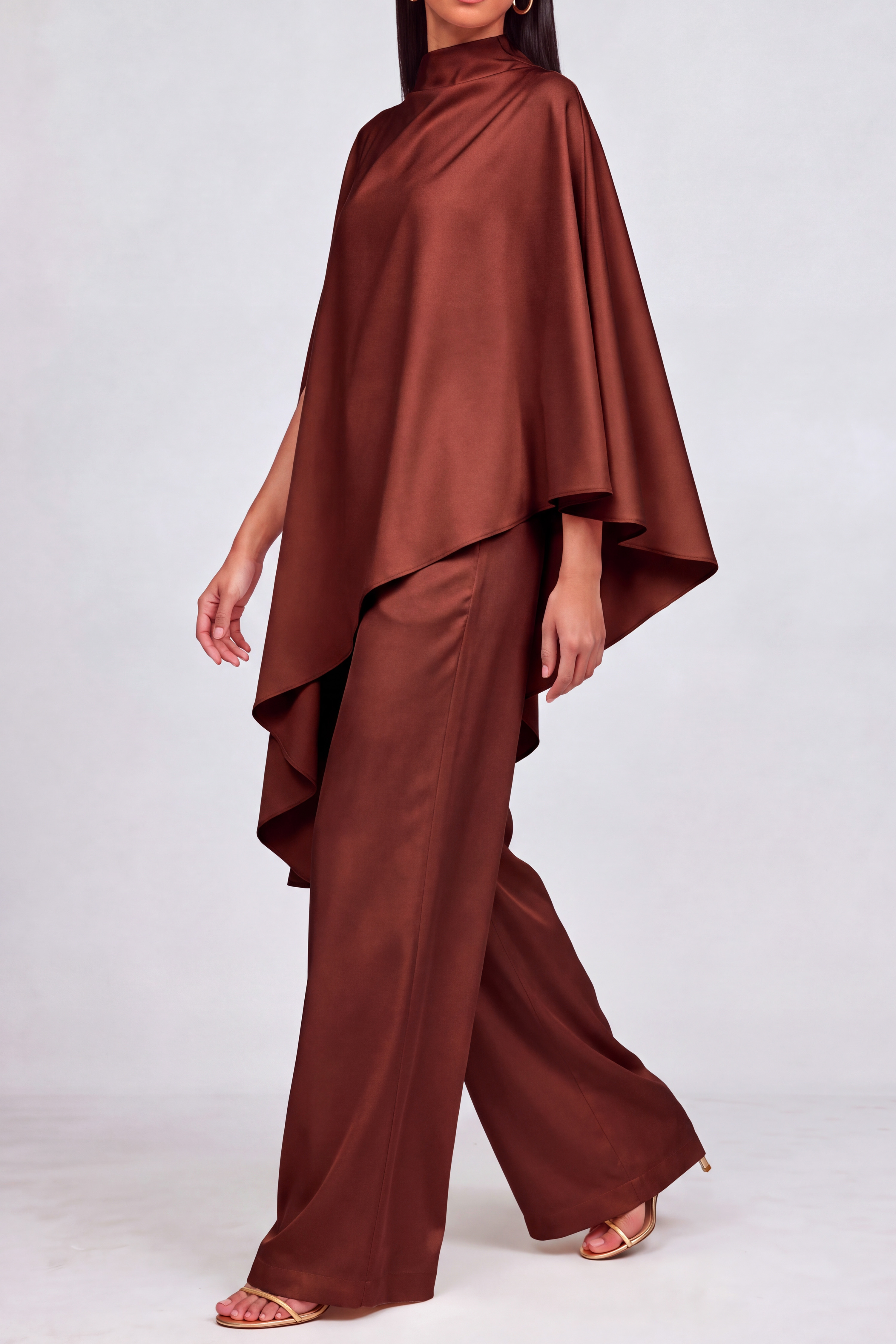 High Neck Asymmetrical Matching Pants Set