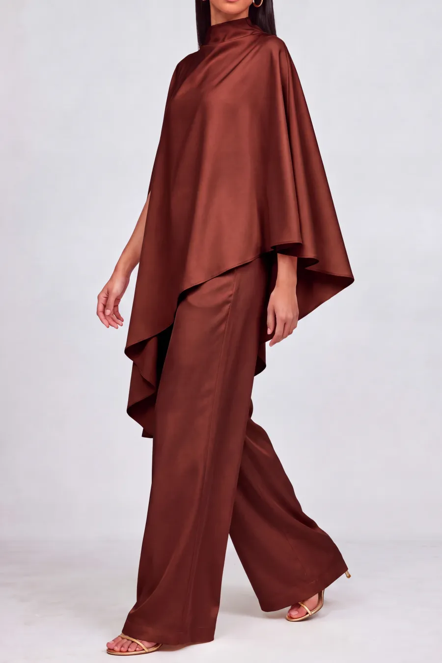 High Neck Asymmetrical Matching Pants Set