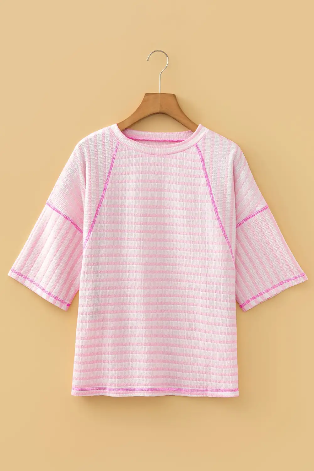 Striped Knit Half Sleeve Top