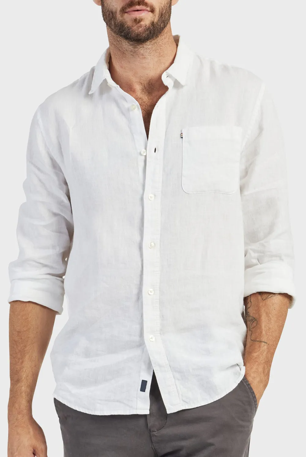 Lightweight Linen Button Down Long Sleeve Shirt
